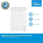 Midea Chest Freezer 3.5 Cu. Ft. with LED Lamp and Cyclopentane Foaming Agent. FP-21RCH099LMLW-W1
