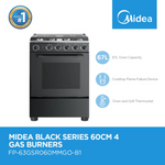 Midea 4-Burner Black Gas Range 60 cm with Pulse Cooktop Ignition and All-Gas Fuel-Type