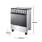 Midea 60cm Silver Stainless Steel 4-Burner Gas