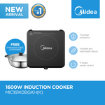 Midea 1600W Induction Cooker (Black) with Free Pot
