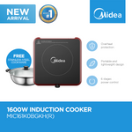 Midea 1600W Induction Cooker (Black/Red) with Free Pot