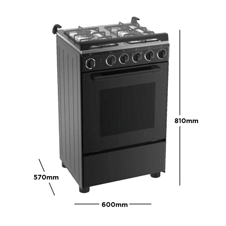 Surprisingly Friendly Midea 60cm Black Gas Range (4 Gas Burners)